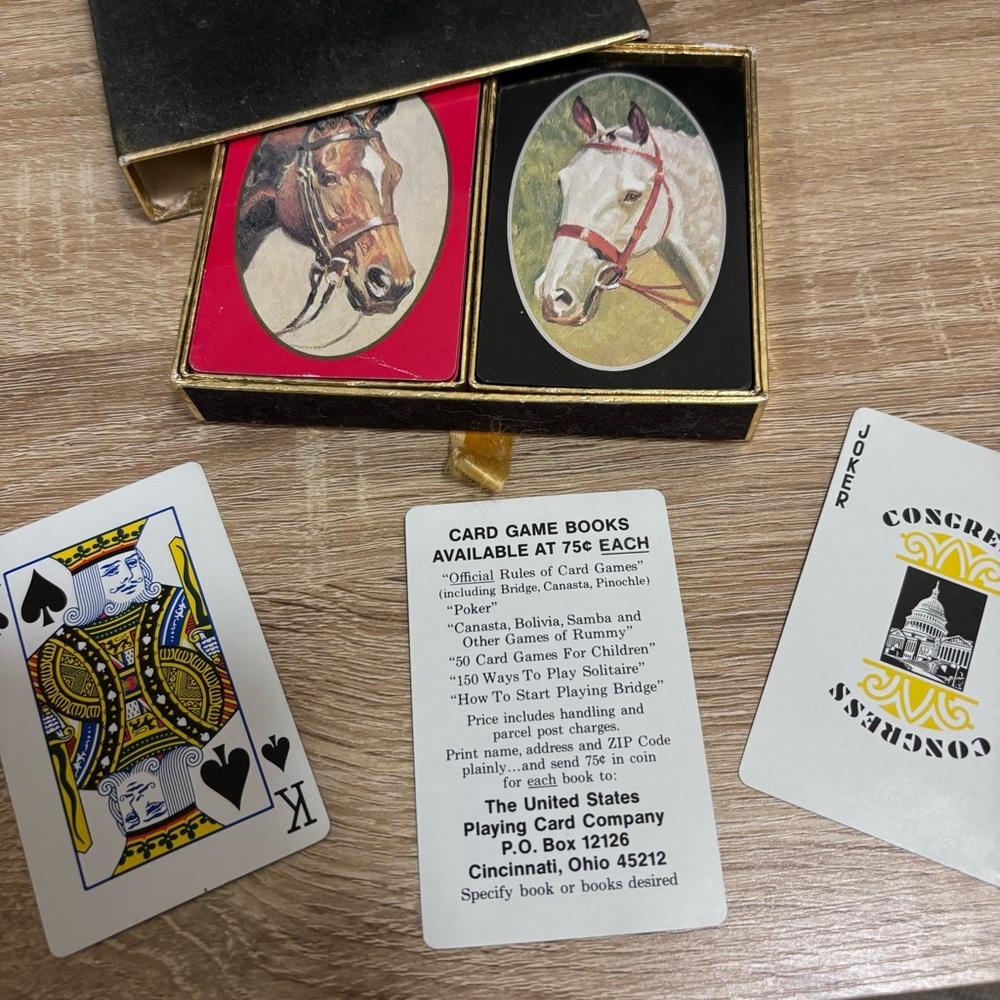 Vintage Card Game Set with Horse Design